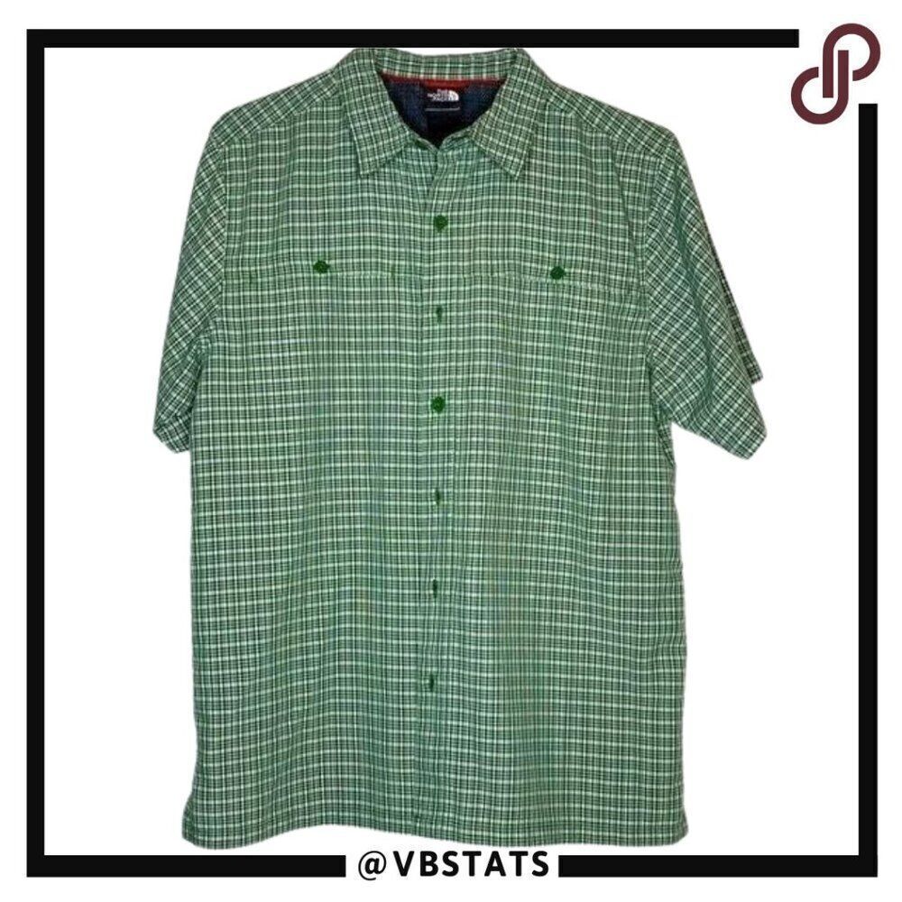 Medium North Face Green-White Plaid SS Shirt‎